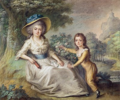 Marie Dupin de Francueil (1748-1821) et son fils, Maurice - French School